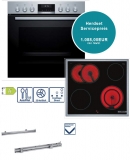 Bosch Einbau-Herdset HEG537BS4 Edelstahl und Kochfeld schwarz NKN64RGA2E, mit Clip-Vollauszug